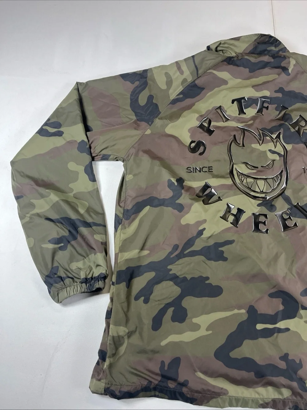Spitfire Camo Windbreaker Coaches Jacket Snap Front Skateboarding Skater Mens S